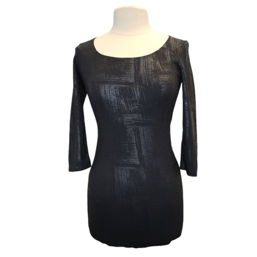 Forever 21 Women's S Black Brushed 3/4 Sleeve Bodycon Dress